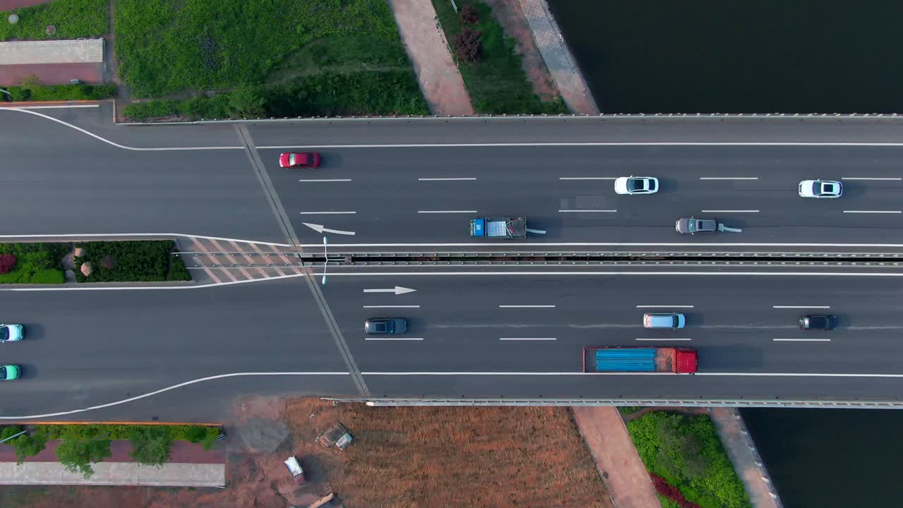 Aerial view of urban roads ，city traffic，Express logistics