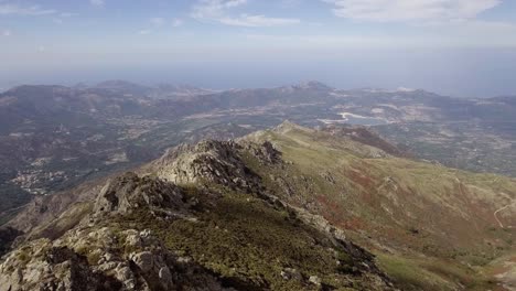 aerial of wild mountain scenery in corsica