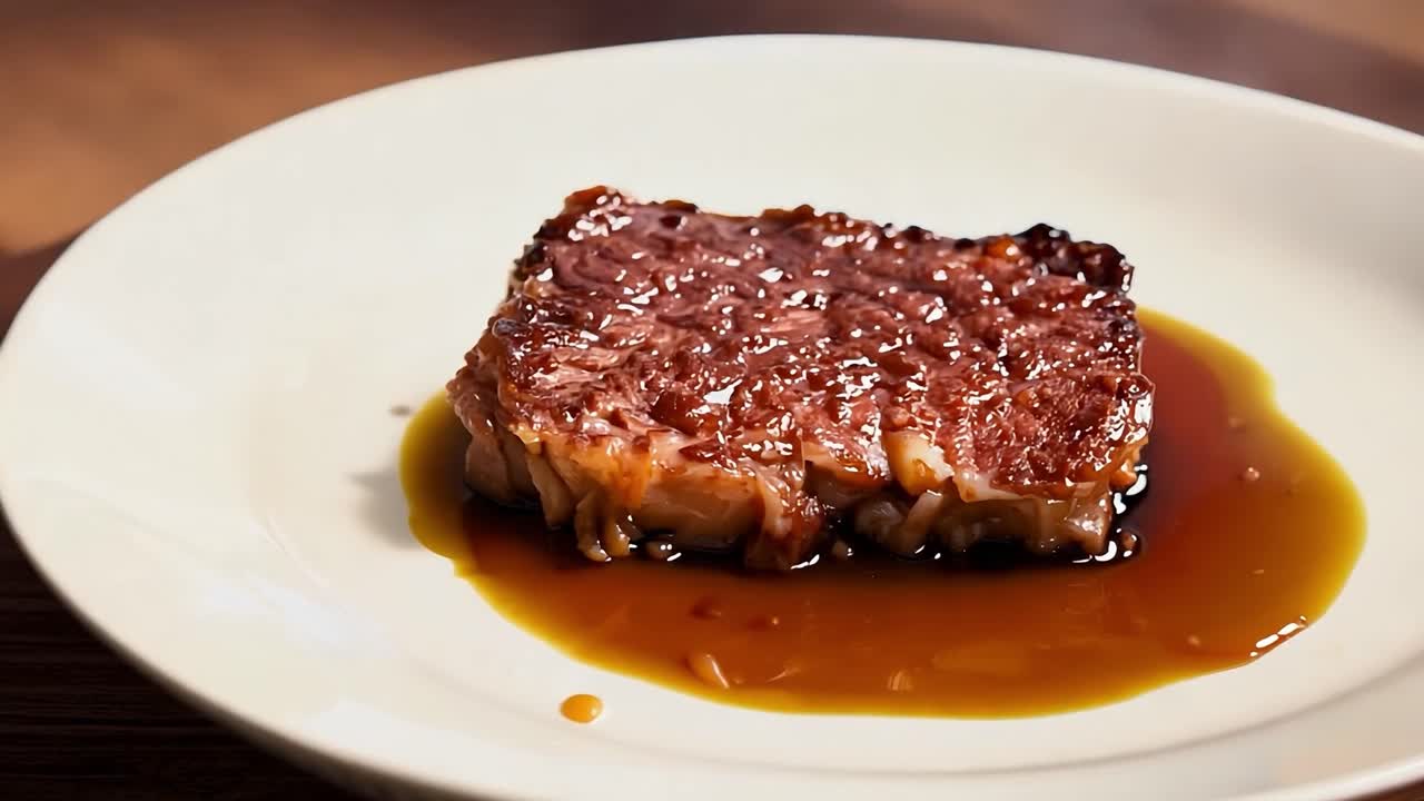 bistec a la parrilla con una salsa salada