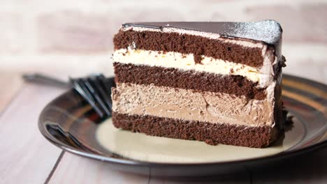 slice of chocolate layer cake