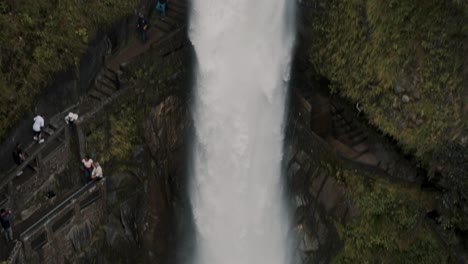 Powerful-Pailon-del-Diablo-Waterfall-In-Baños-de-Agua-Santa,-Ecuador---drone