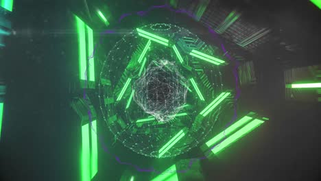 globo de la red de conexiones contra el túnel brillante