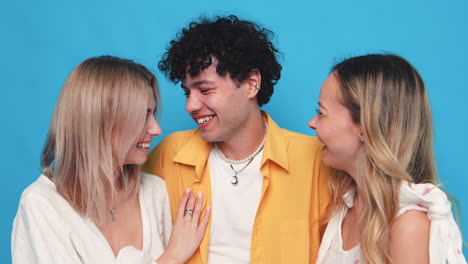 three friends laughing together