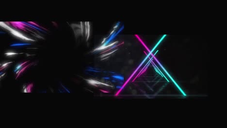 animation of neon lines and lights moving over black background