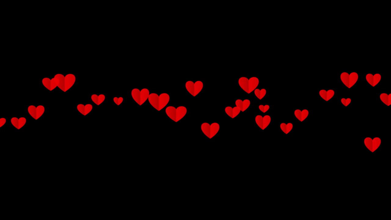 los corazones rojos flotantes vuelan como mariposas con un bucle sin costuras con el canal alfa aislado. amor, pasión y celebración concepto de fondo para el día de san valentín, el día de la madre, el aniversario de la boda.
