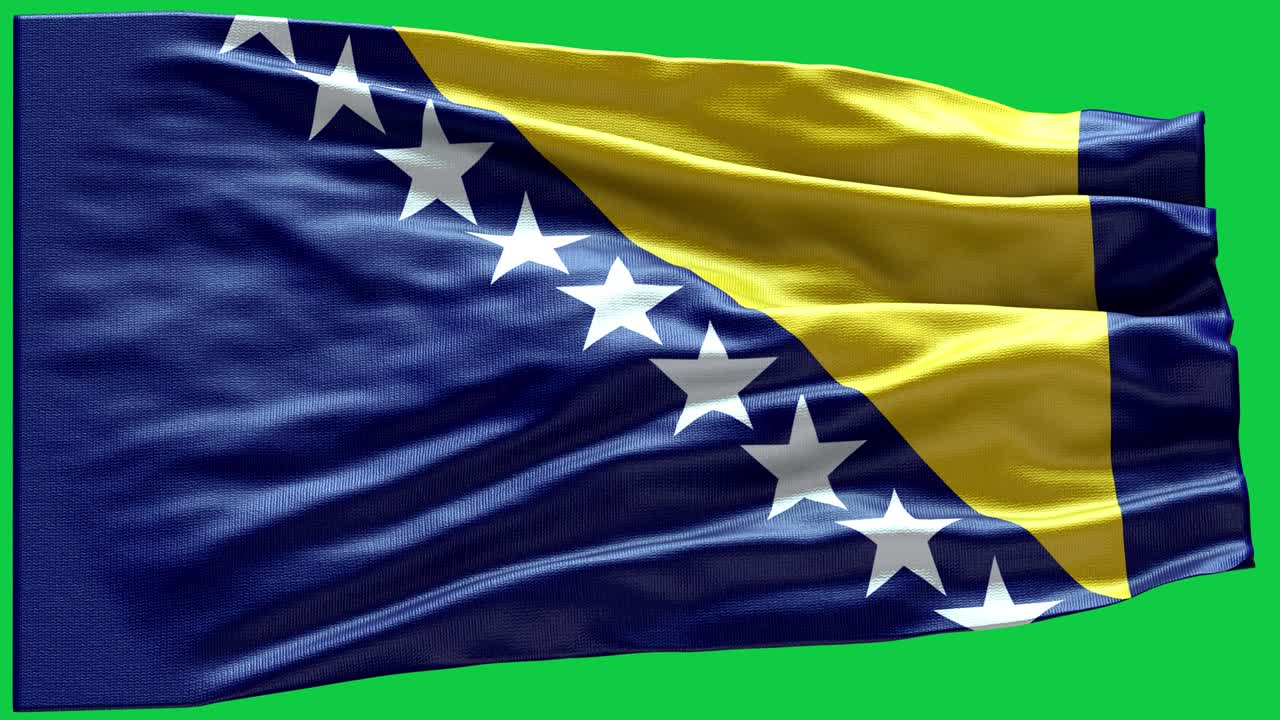 4k Highly Detailed Flag Of Bosnia and Herzegovina - Bosnia and Herzegovina Flag High Detail - National flag Bosnia and Herzegovina wave Pattern loopable Elements