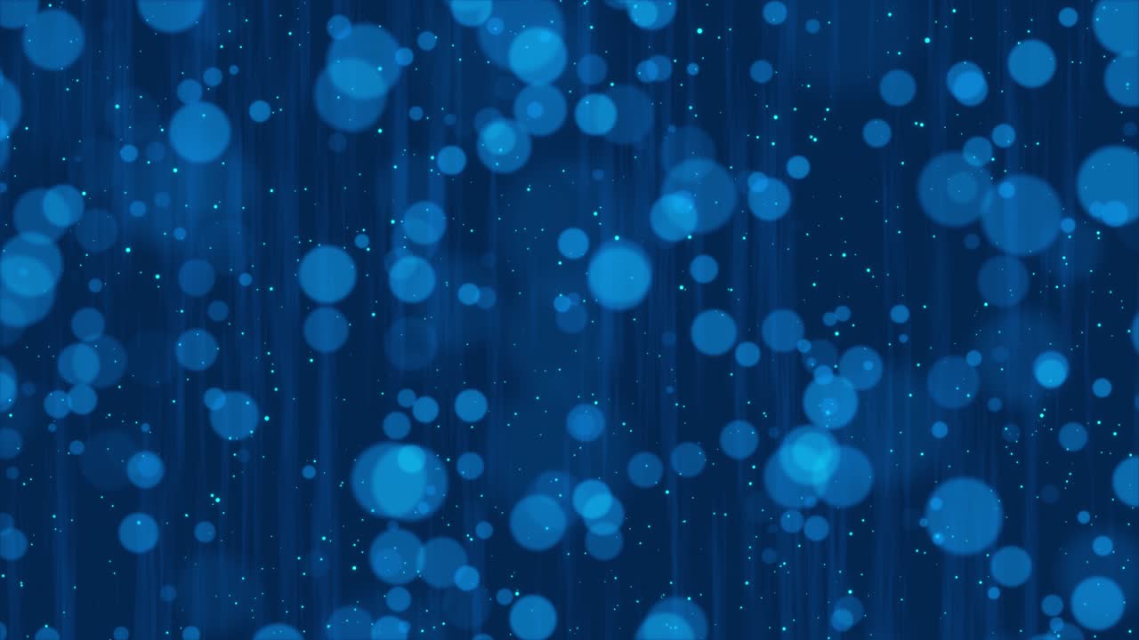 4K 추상적인 푸른빛 입자들이 떠다니는 보케, 빛나는 마법 같은 스파클 배경, 축제 이벤트용