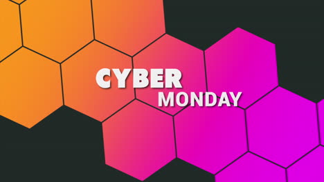 Cyber-Monday-Mit-Rosa-Und-Rotem-Sechseckmuster-Auf-Schwarzem-Farbverlauf