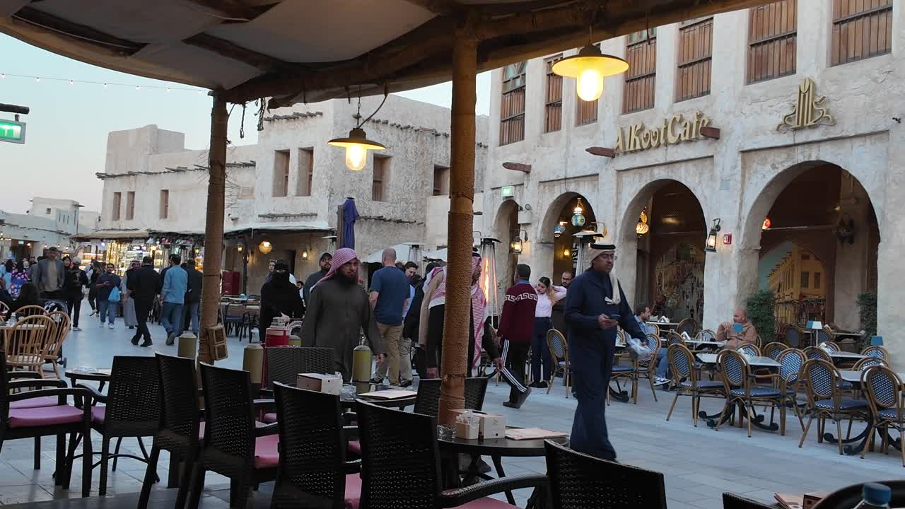Marketplace with People and Cafe