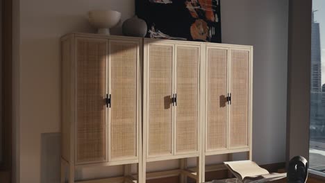 luxury wooden cabinets in the living room of a home