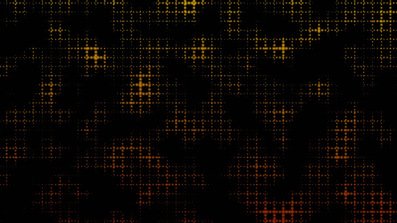 Dynamic Halftone Grid Pattern with Glowing Yellow and Orange Dots