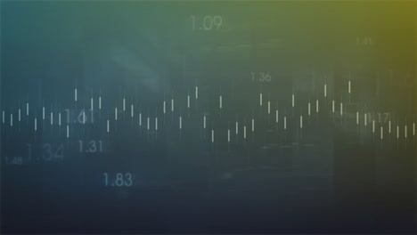 animation of financial data processing over green background