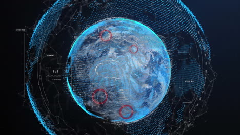 animation of financial data processing over globes