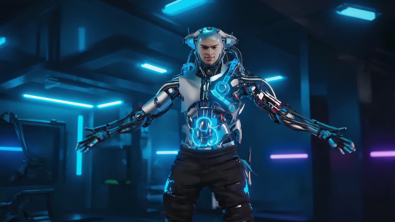 Futuristic Cyborg Robot with Artificial Intelligence