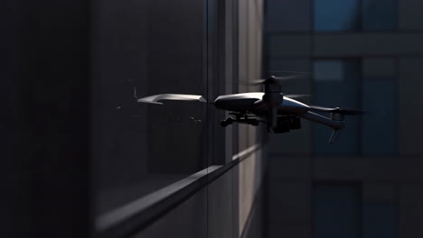 Drone Flying Near Modern Glass Building