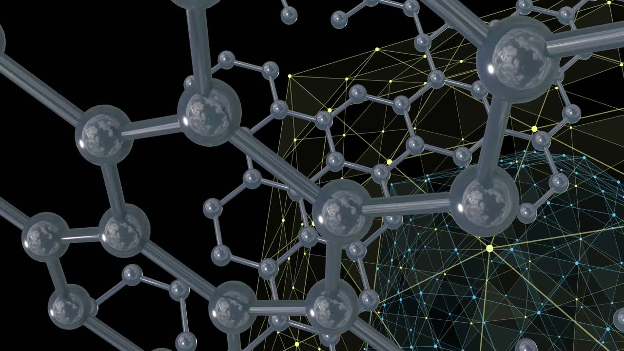 animación de micro 3d de moléculas en fondo negro