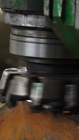 close-up of industrial metal cutting with sparks