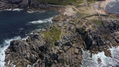 castro de baroña. slow motion aerial parallax