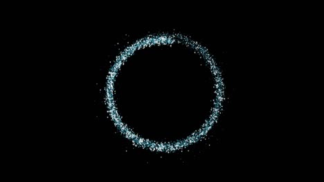 blue glitter circle. the movement of sparkling particles in around. 3d animation