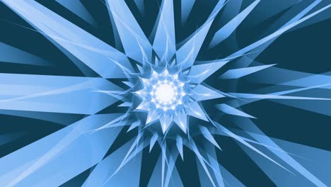 blue star or snowflake shaped spiral hypnotic animated loop background