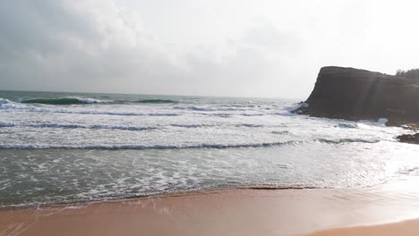 view pan of bãi tắm hòn choi beach and the sea.