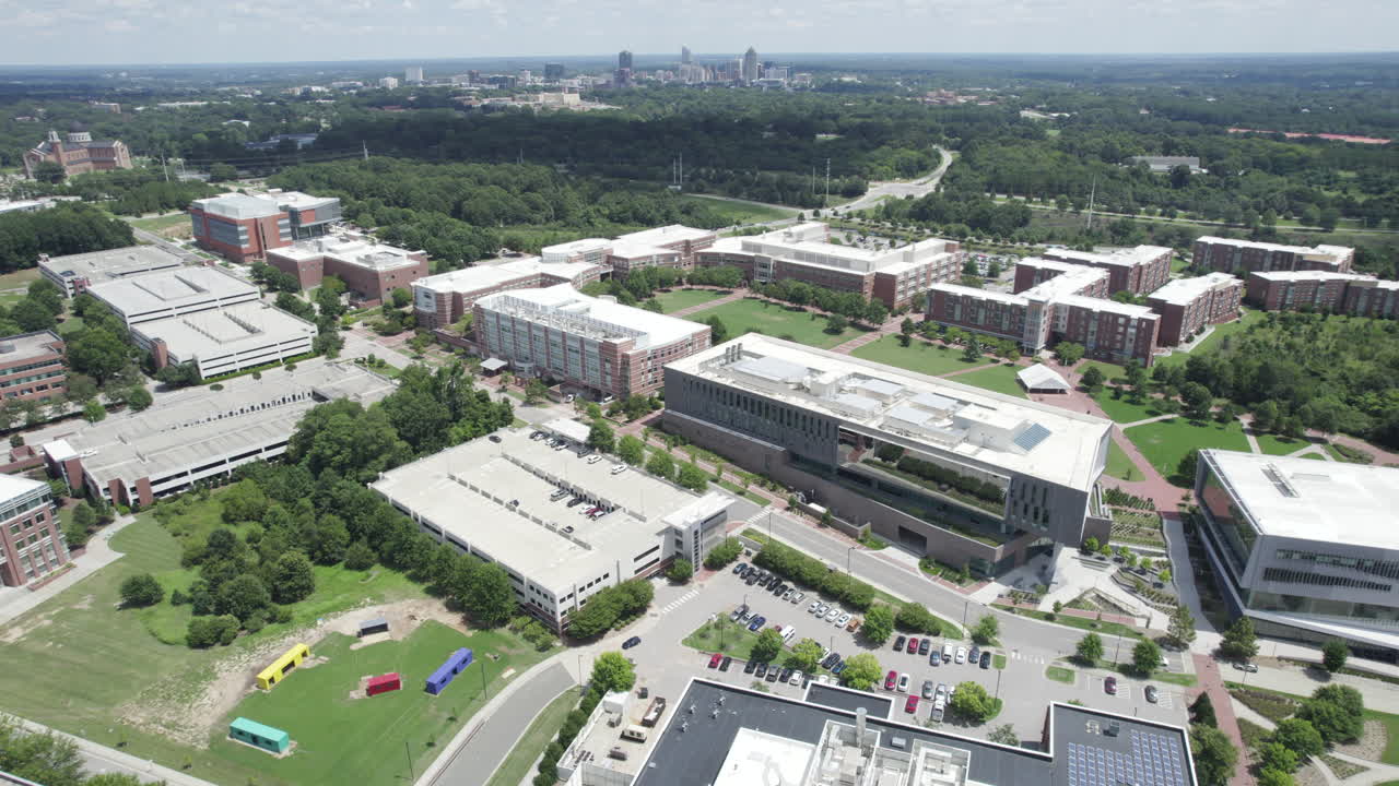 Drone shot of NC State University