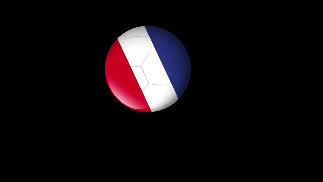 Animated soccer balls with national flag colors bounce across a solid black background.