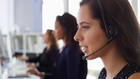 customer service, hello and face of woman in call