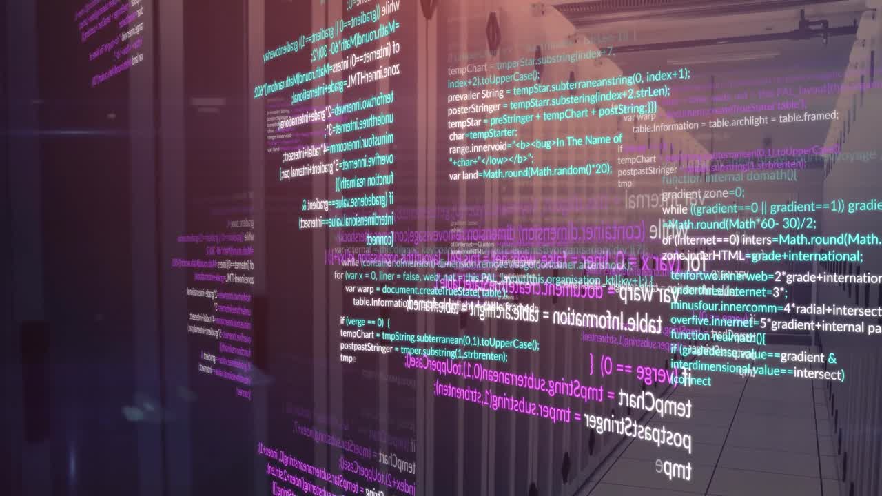 carga y procesamiento de datos en la sala de servidores de computadoras oscuras
