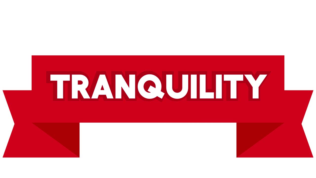 palabra de tranquilidad en la cinta de la bandera roja