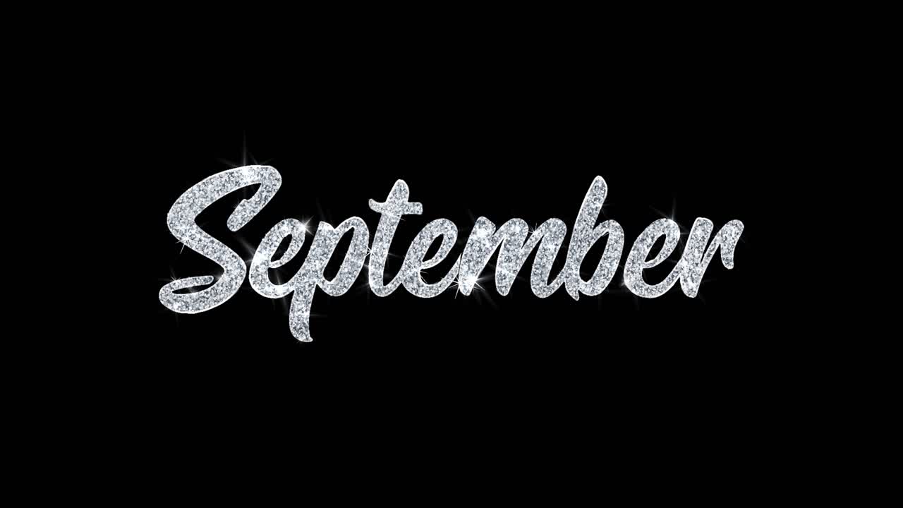 Testo glitterato Settembre su sfondo nero