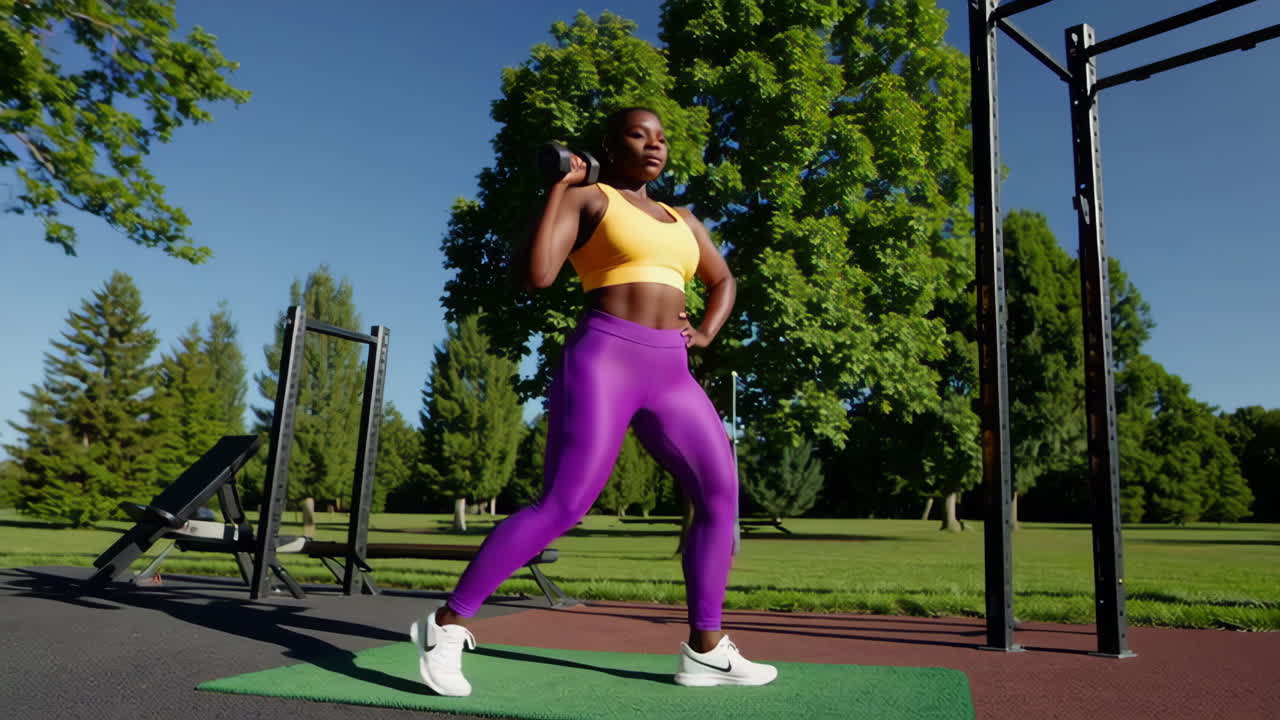 Plus-Size Woman Working Out in a Park