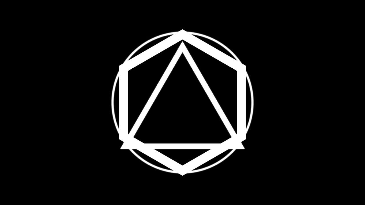 túnel de diamante azul con triángulos y hexágonos blancos giratorios