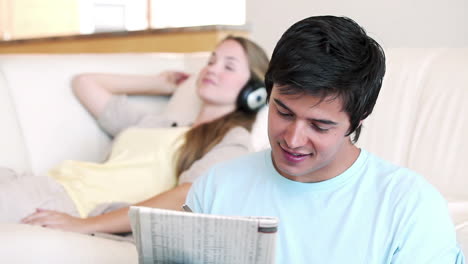 a couple in a livingroom