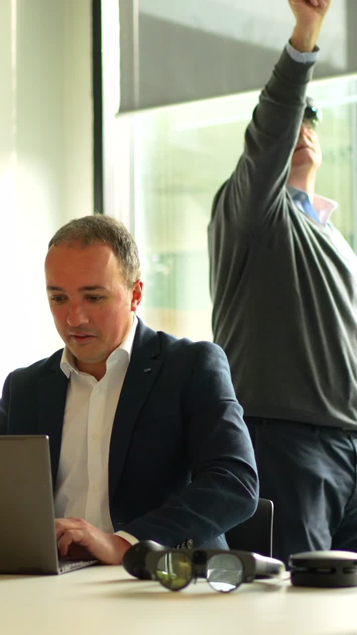 Business meeting with technology and communication