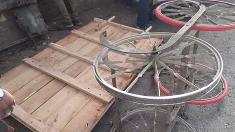indian hand cart or haath gaadi or laari or wood thela gaadi assembling