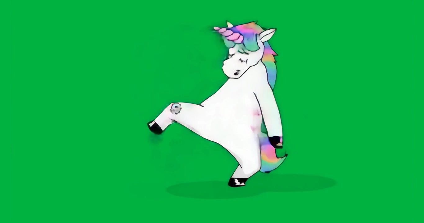 At start unicorn swaying mane and tail, hooves moving for looping idle pose on transparent backdrop