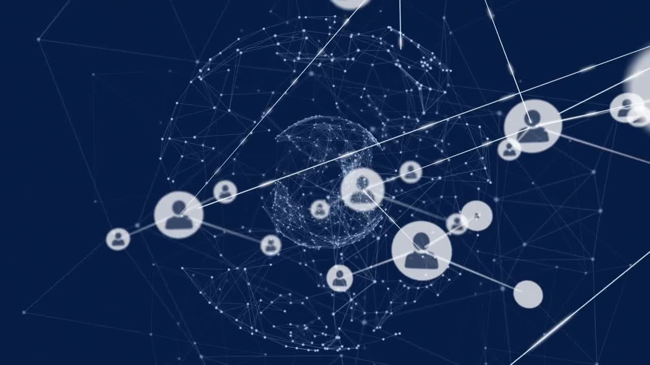 전 세계 사람들과의 연결 네트워크의 애니메이션 아이콘