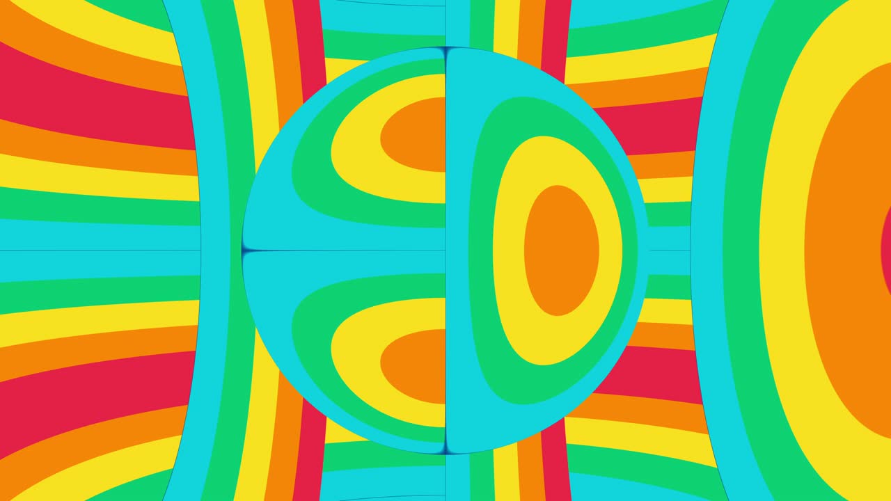 mosaico de arco iris distorsionado con rayas. animación de bucle sin costuras con líneas de arco iris