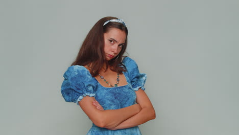 offended woman having misunderstanding, frustrated after quarrel, ignores communication, talk