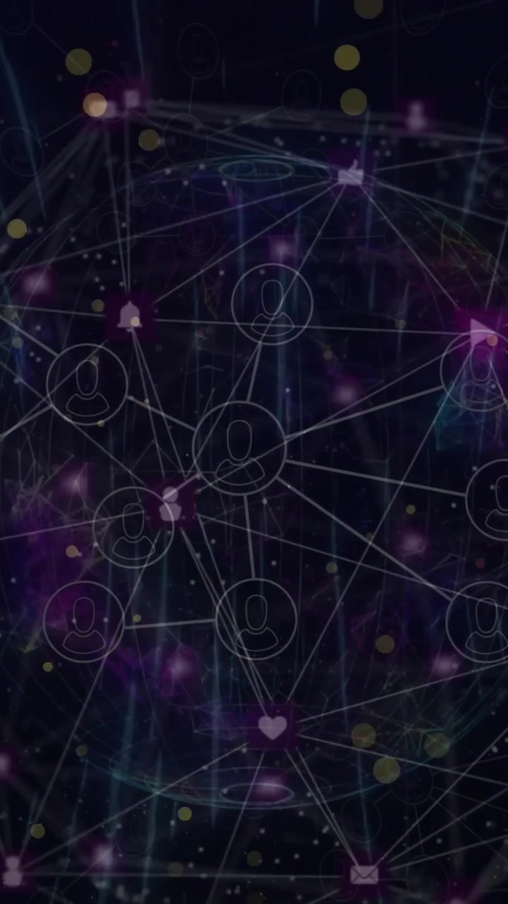 Animation of data processing and network of connections over globe