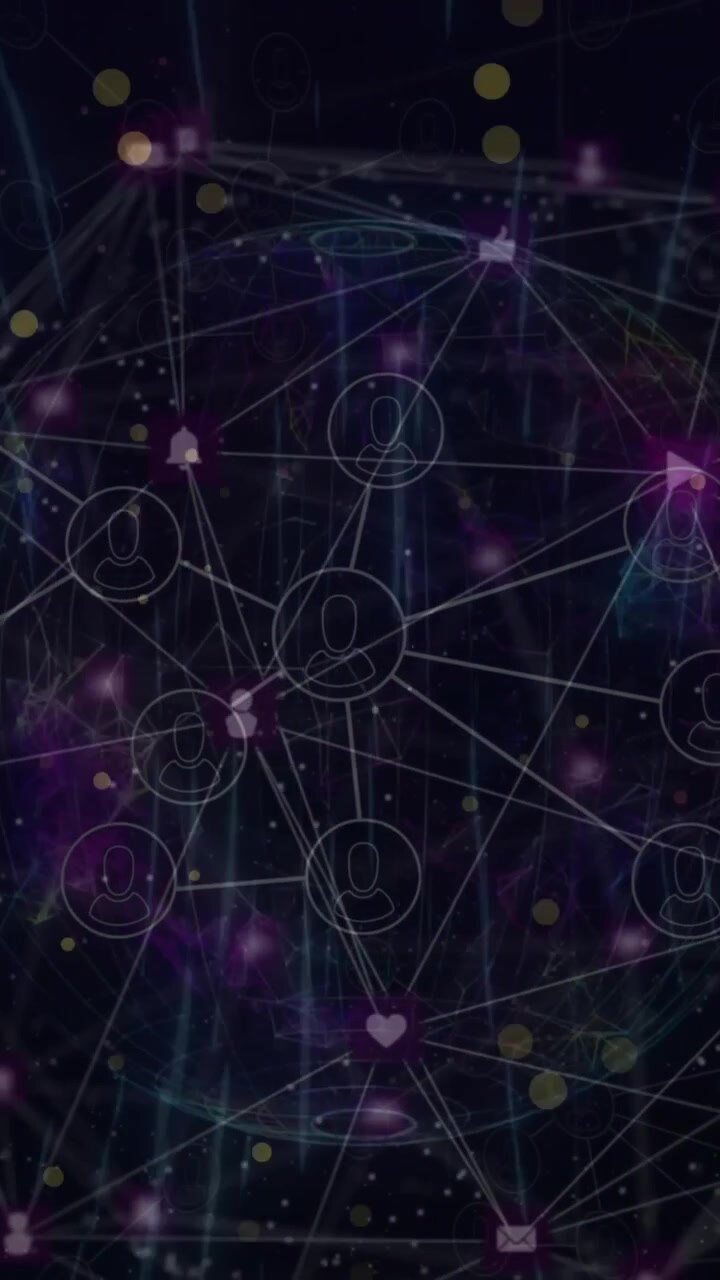 Animation of data processing and network of connections over globe