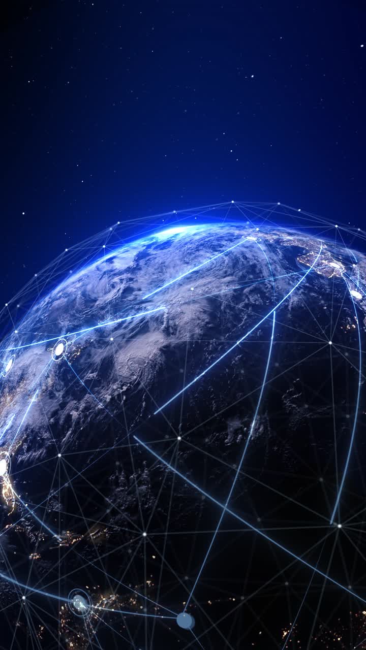Globe network technology digital 3d globe connection data earth glowing connections orbital paths