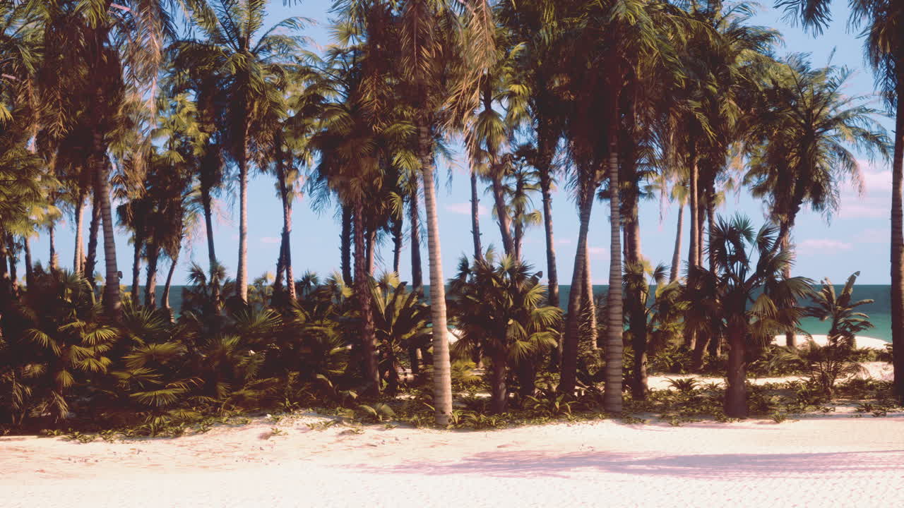 야자수와 열 대 해변