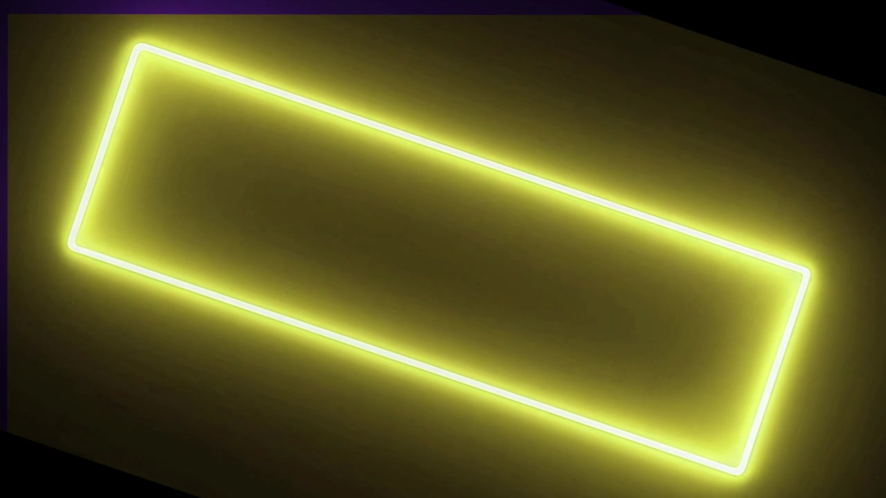 Glowing Yellow Neon Rectangle Frame on Dark Background