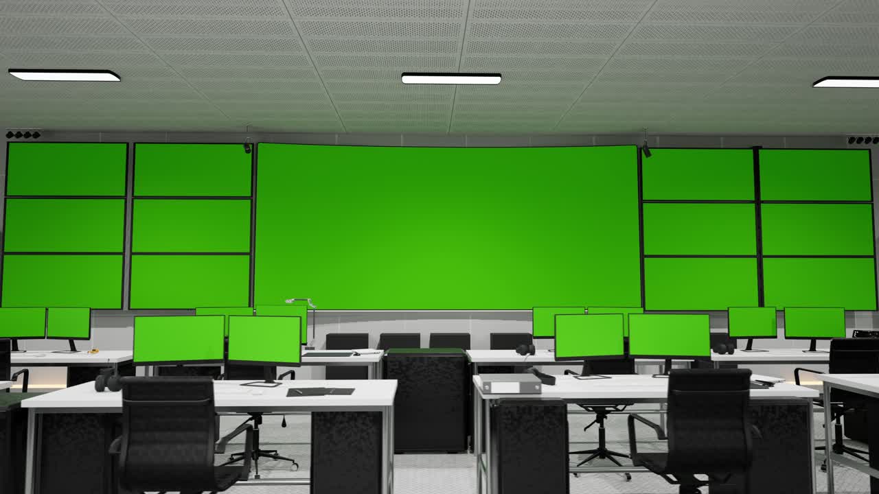 Modern Control Room with Multiple Monitors