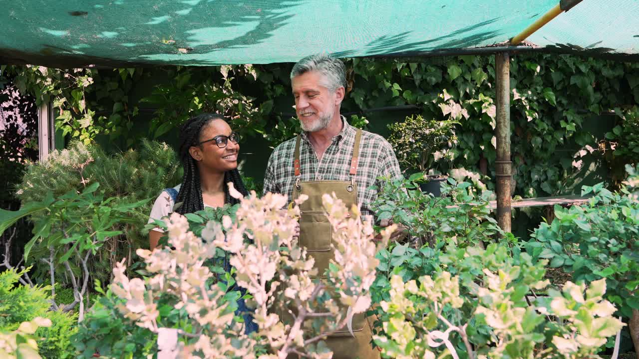 People working at a garden center