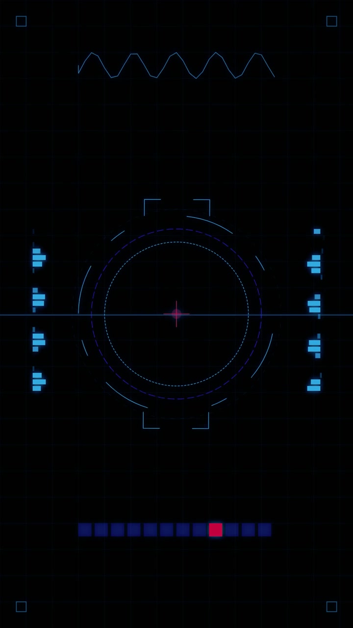 Futuristic Digital Heads-Up Display Interface with Scanning Radar
