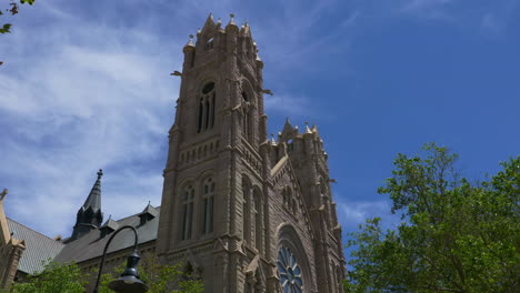 wonderful time-lapse on a summer day of the famous cathedral of the madeleine in salt lake city, utah