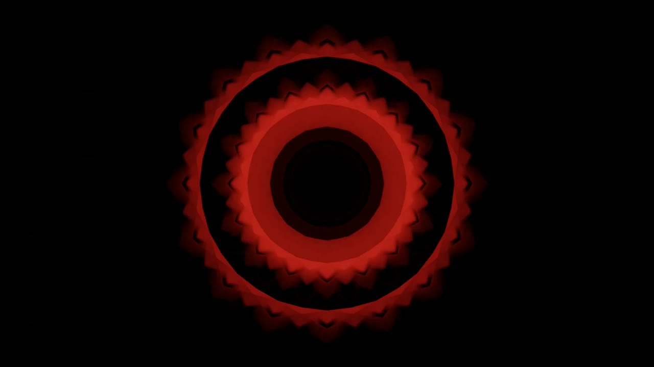 animación de video 4k de iluminación roja de neón abstracta con efecto de bucle de rangoli.